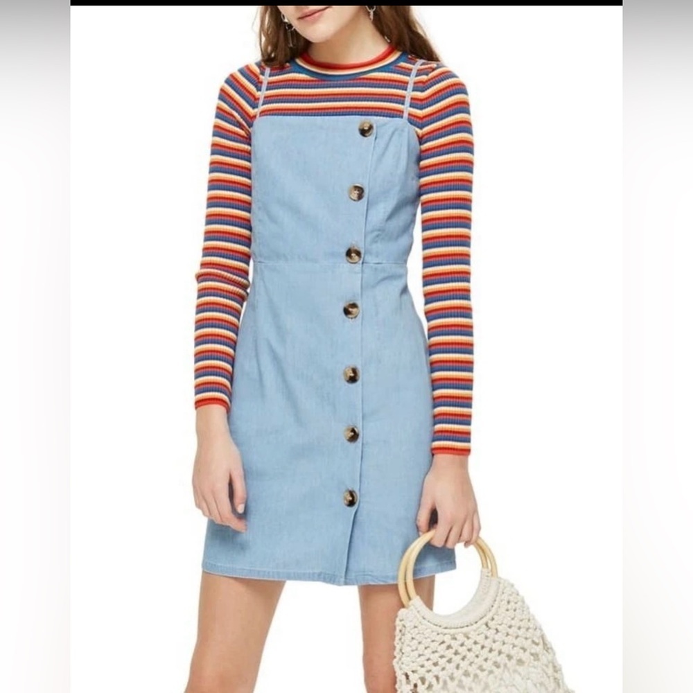 Topshop Moto Size 6 Light Blue Denim Dress